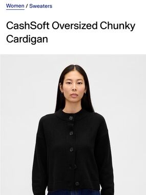 GAP CashSoft Oversized Chunky Cardigan - Black